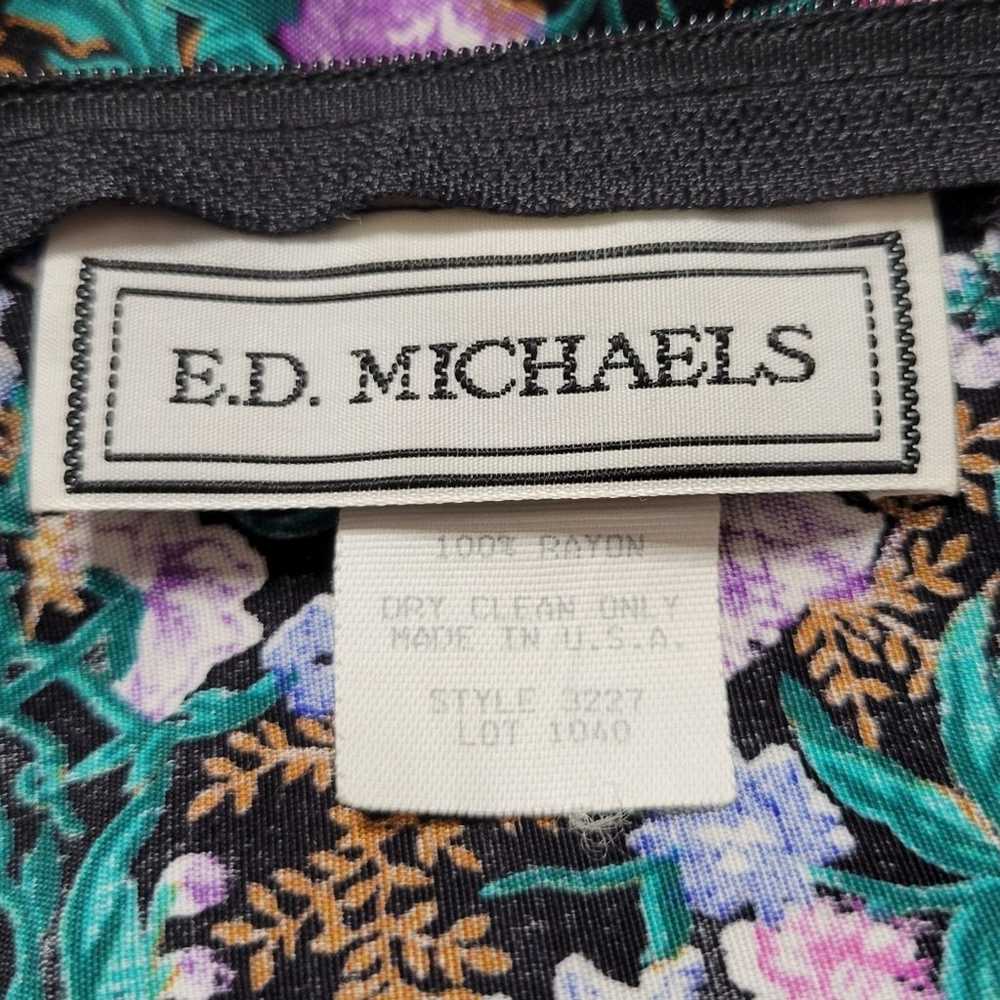 Vintage E.D. Michaels Floral Grunge Sleeveless Mi… - image 4