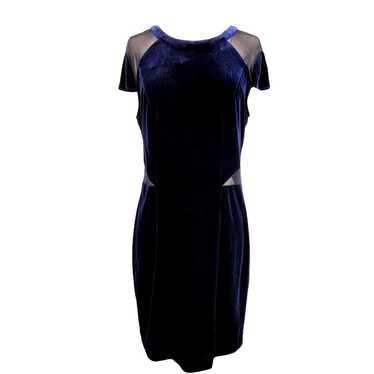 Guess Blue Velvet Illusion Cut Out Dress