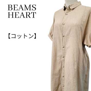 Beams Heart Cotton Long Shirt One-Piece Half Slee… - image 1