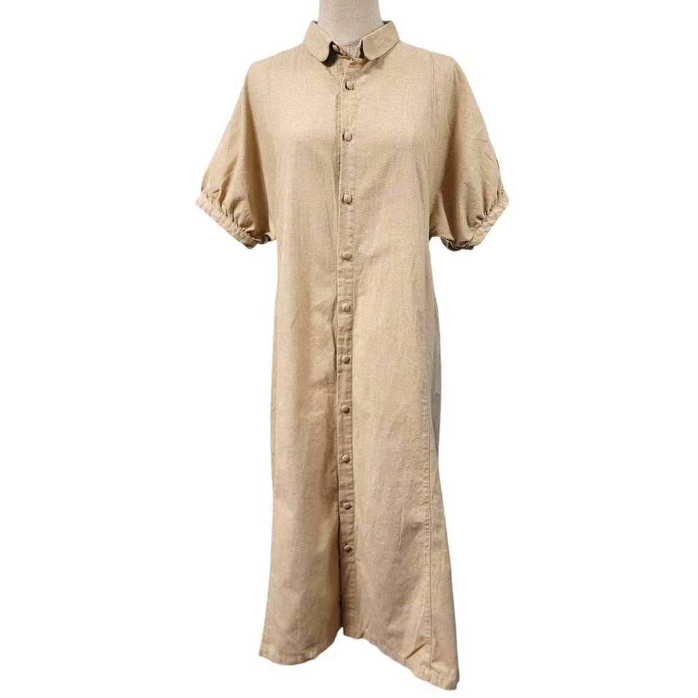 Beams Heart Cotton Long Shirt One-Piece Half Slee… - image 2