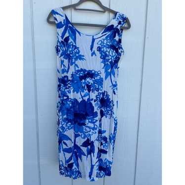 Vintage Jams World Blue Floral Print Shift Dress,… - image 1