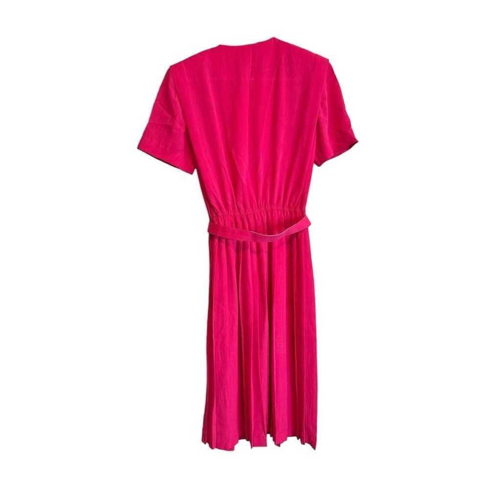 Vintage Leslie Fay Pink Pleated Midi Shirt Dress … - image 7