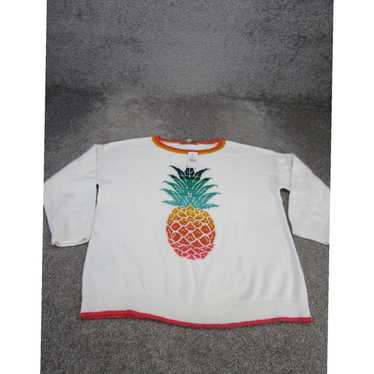 Loft Pineapple White Cotton Knit Loft Sweater for… - image 1