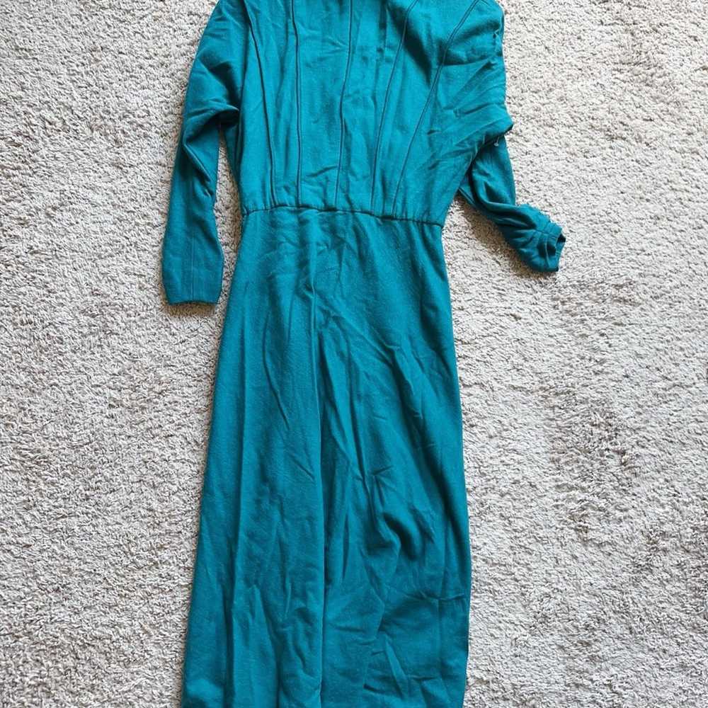 VTG Norma Walters Dress Peacock Blue Green With L… - image 11