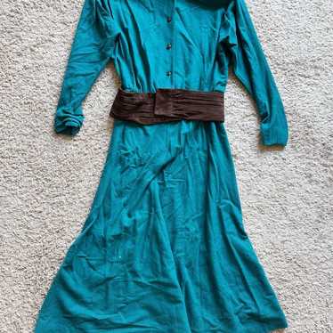 VTG Norma Walters Dress Peacock Blue Green With L… - image 1