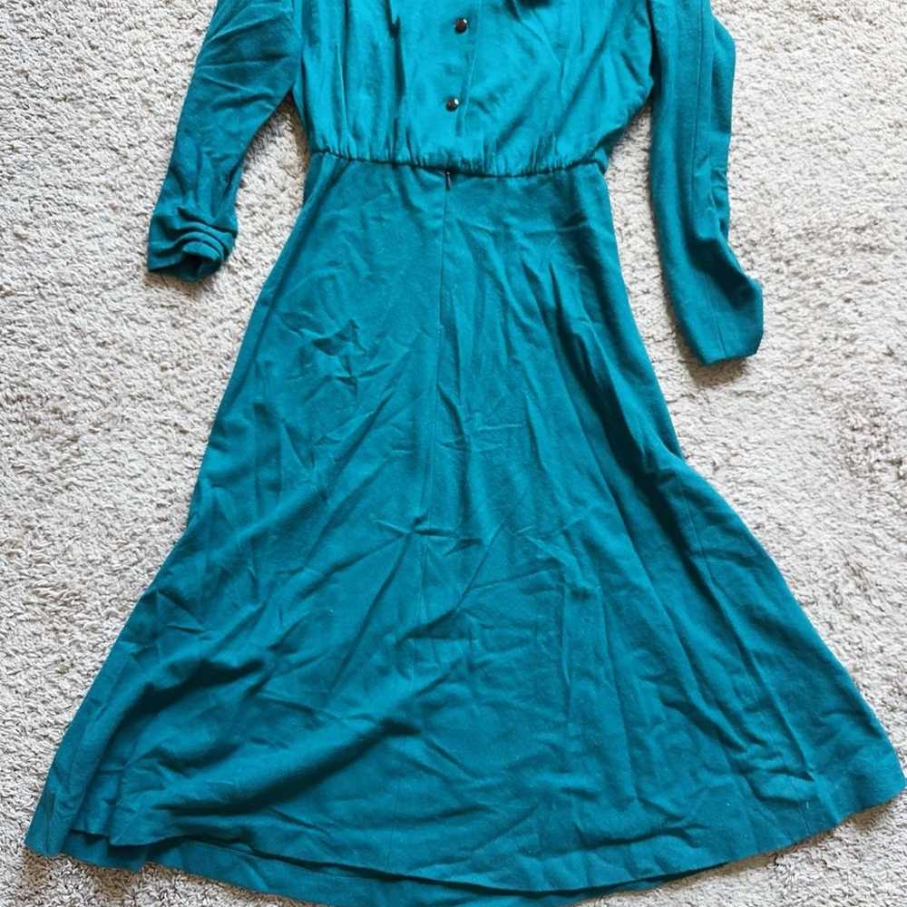 VTG Norma Walters Dress Peacock Blue Green With L… - image 5