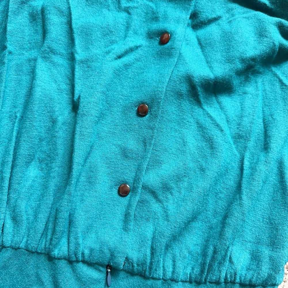 VTG Norma Walters Dress Peacock Blue Green With L… - image 6