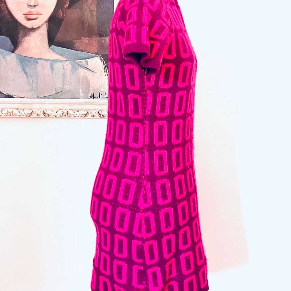 60s Mod Mini Dress Knit Sweater Dress Pink Purple… - image 3