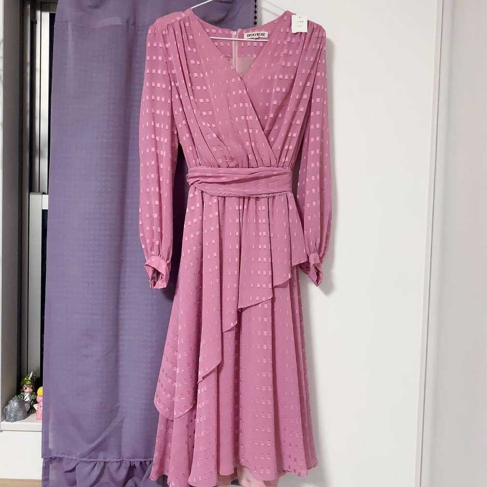 Vintage Pink Long One-piece Party Dress - image 1