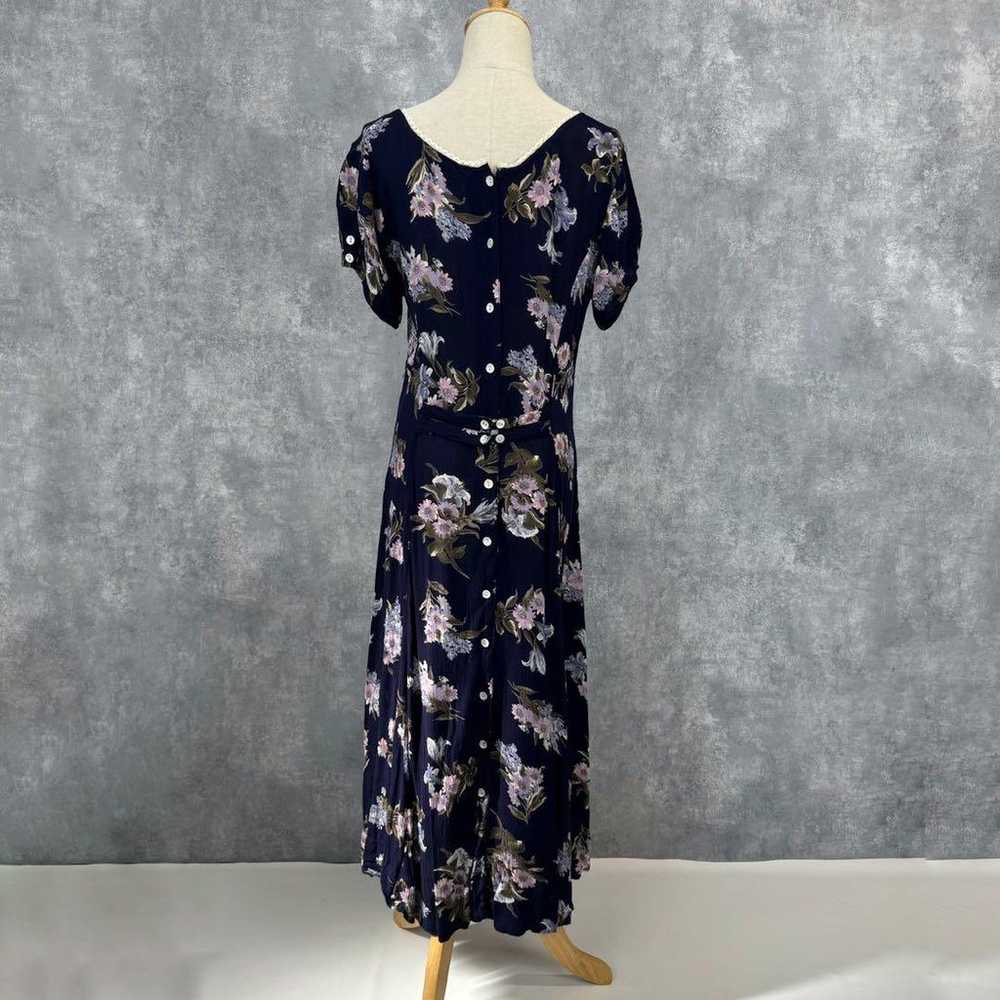 Indoreyon Floral Pattern Dress with Lace Decorati… - image 5