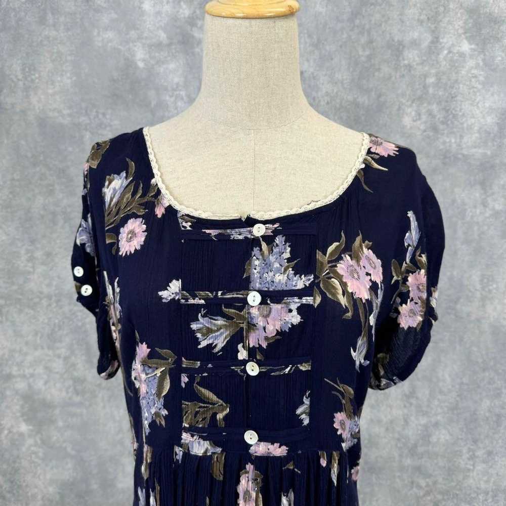 Indoreyon Floral Pattern Dress with Lace Decorati… - image 6