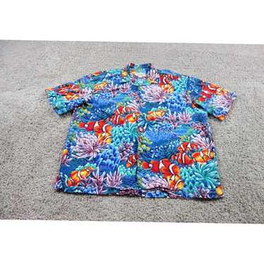 Paradise Mens Tropical Button Up Clown Fish Coral… - image 1