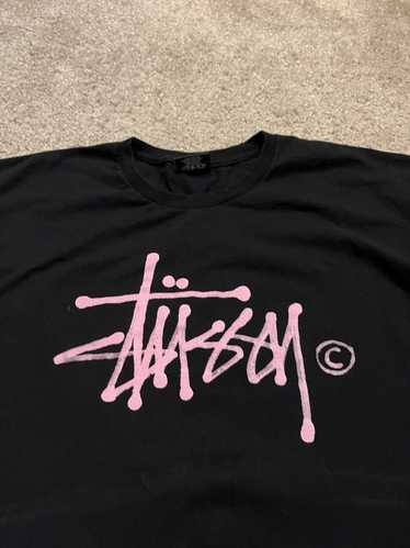 Stussy Stussy Pink Logo Tee Black XL