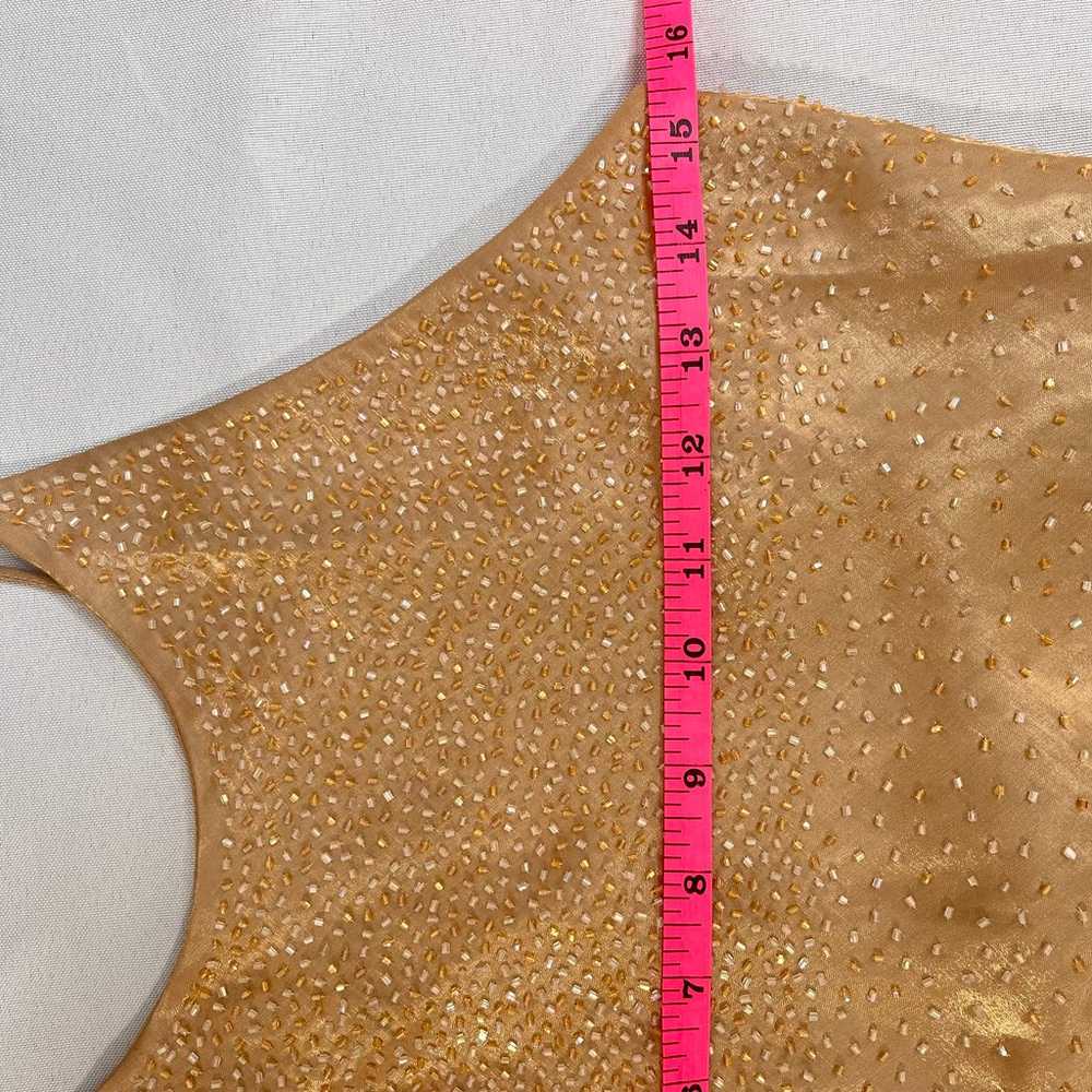 Vintage Chelsea Nites Gold Beaded Slip Dress 90s … - image 10