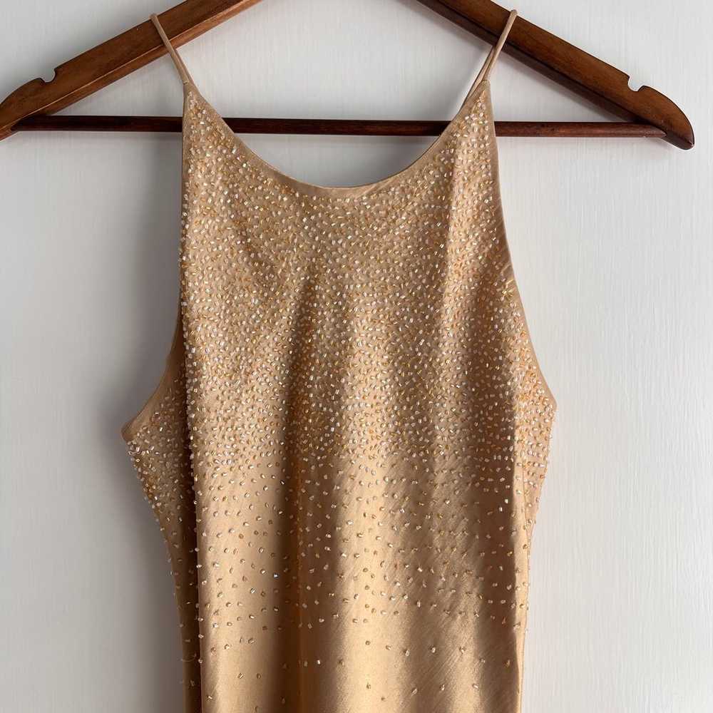 Vintage Chelsea Nites Gold Beaded Slip Dress 90s … - image 2