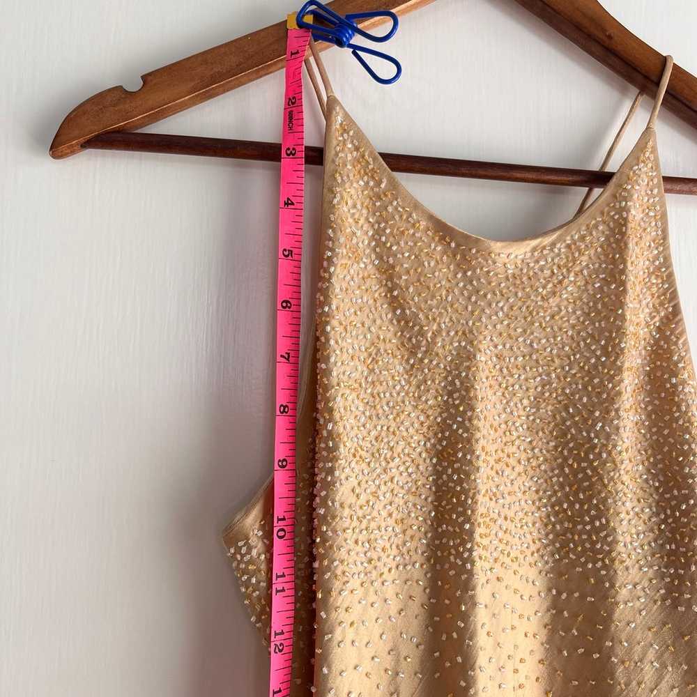 Vintage Chelsea Nites Gold Beaded Slip Dress 90s … - image 7