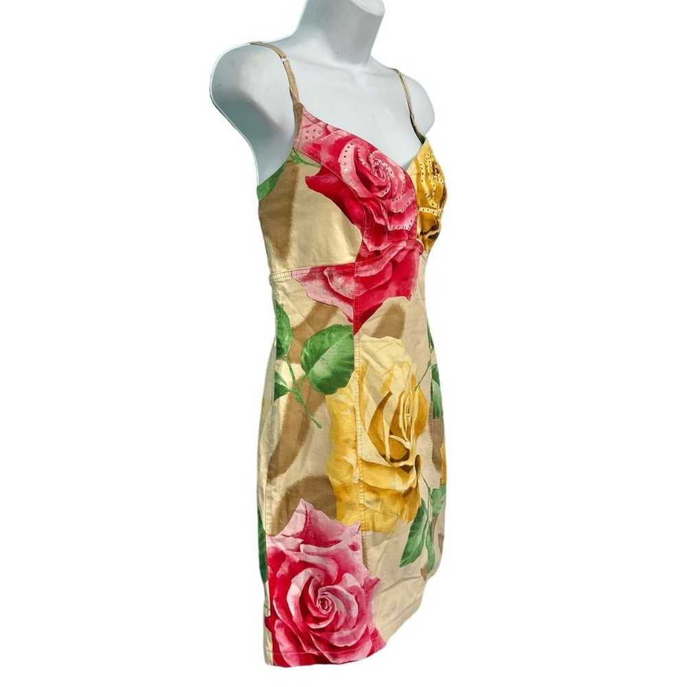 Y2K Pink Yellow Tan Floral Rhinestone Sleeveless … - image 2