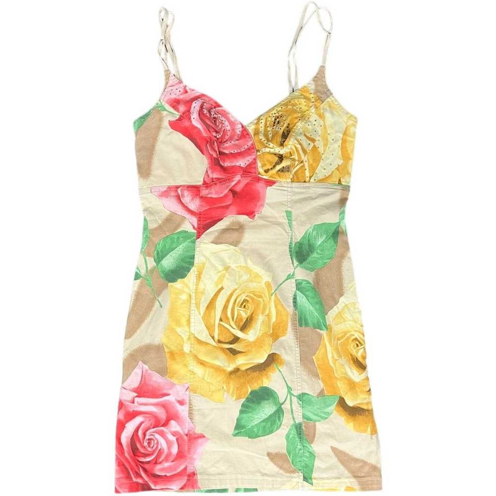 Y2K Pink Yellow Tan Floral Rhinestone Sleeveless … - image 5