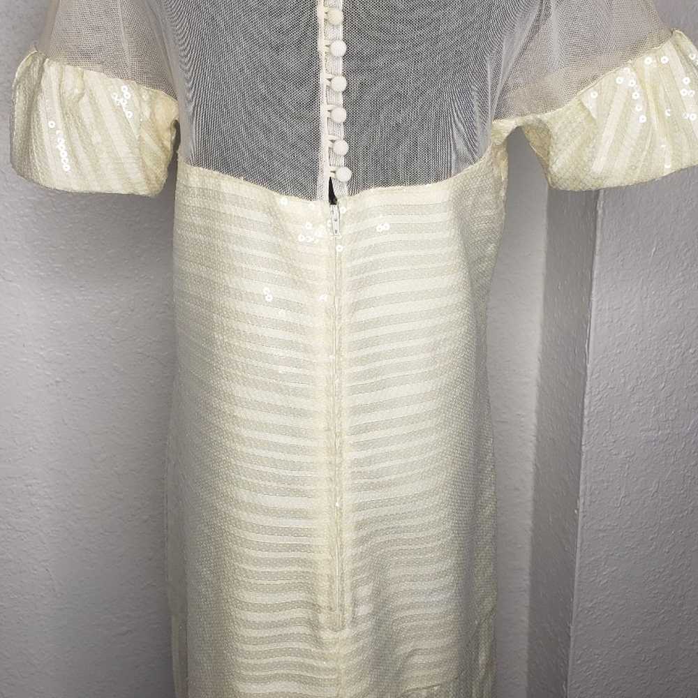 Stunning VTG Cream Mesh & Sequin Lela Rosa Tunic … - image 3