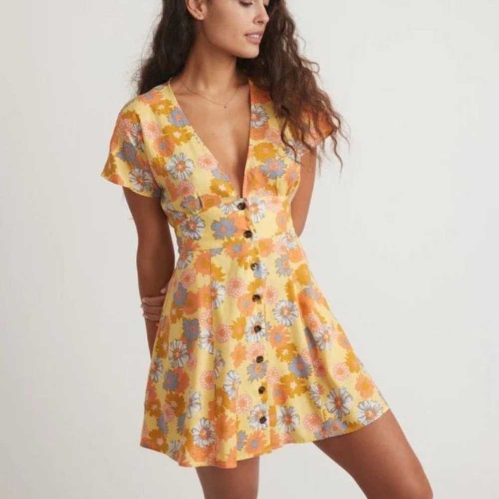 MARINE LAYER Camila Vintage Floral Hemp Mini Dres… - image 1