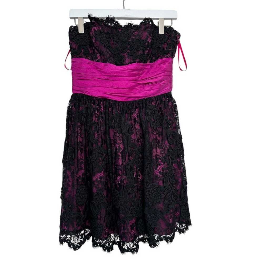 Vintage Betsey Johnson Black Pink Lace Strapless … - image 2