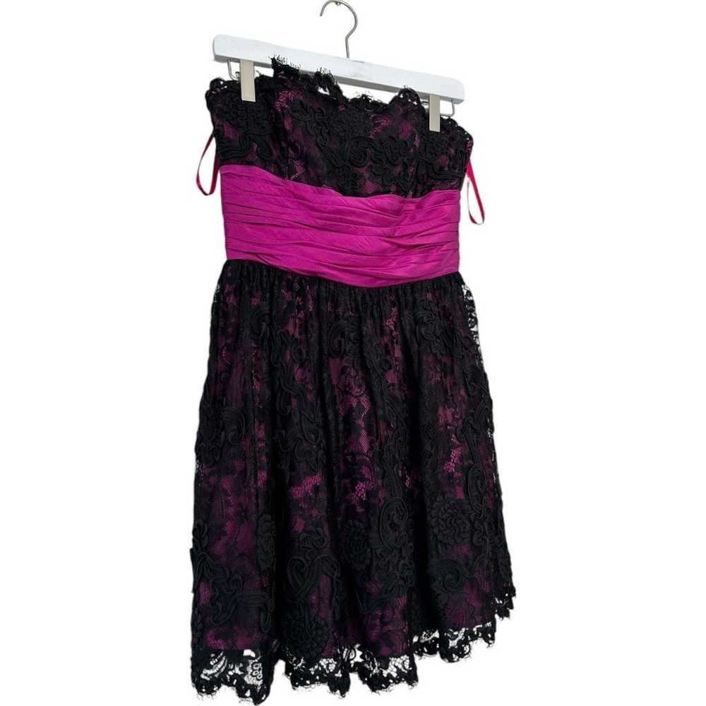 Vintage Betsey Johnson Black Pink Lace Strapless … - image 3