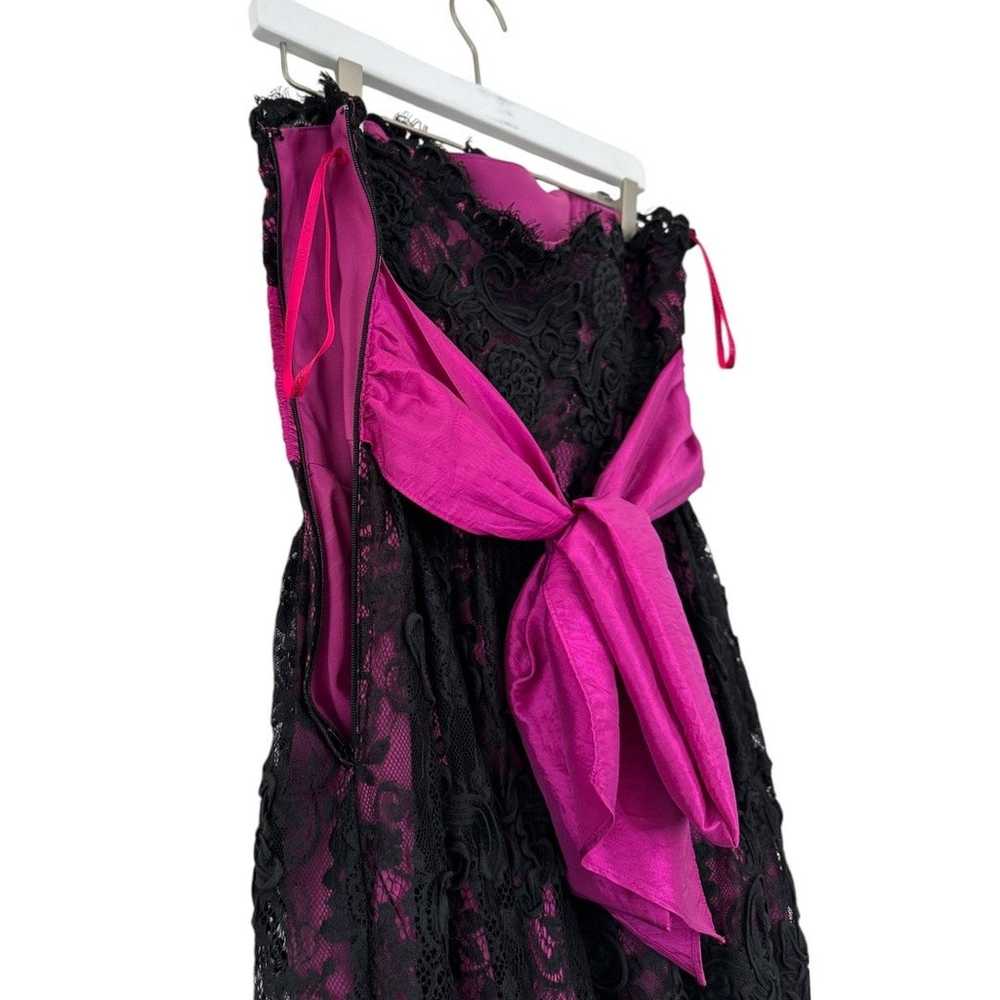 Vintage Betsey Johnson Black Pink Lace Strapless … - image 5