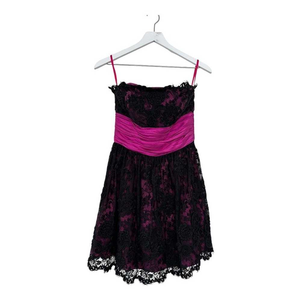 Vintage Betsey Johnson Black Pink Lace Strapless … - image 7