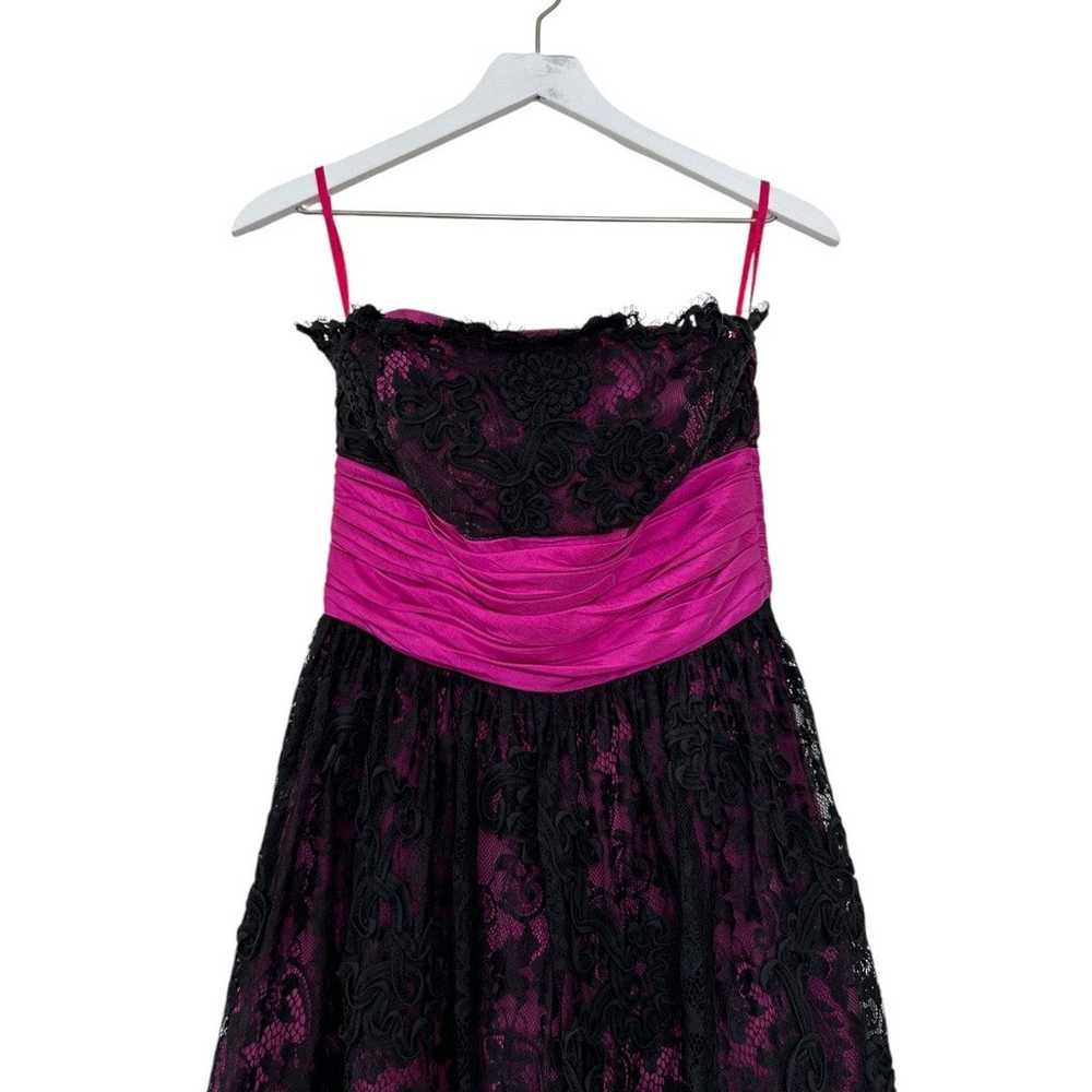 Vintage Betsey Johnson Black Pink Lace Strapless … - image 8