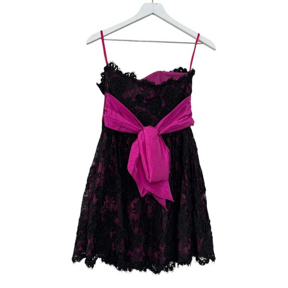 Vintage Betsey Johnson Black Pink Lace Strapless … - image 9