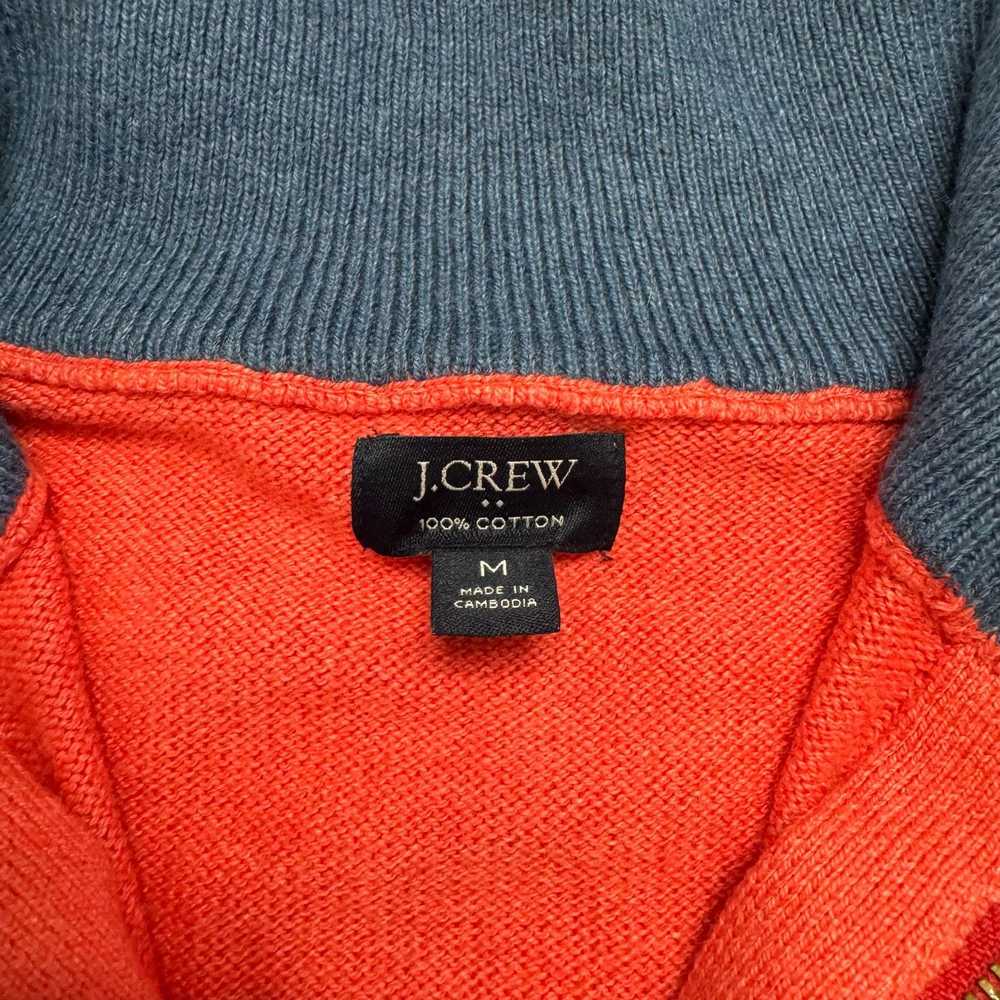 J.Crew J.CREW Cotton Half Zip Sweater in Coral Or… - image 3