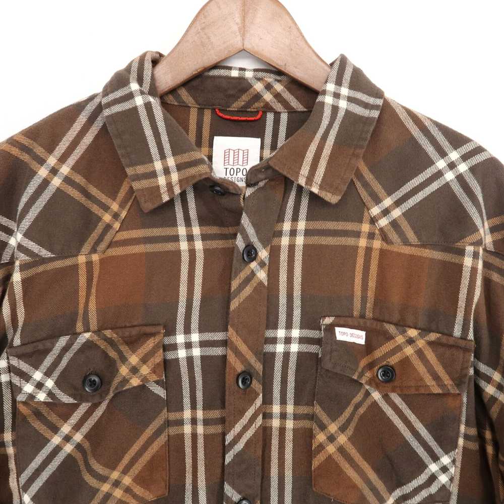 Topo Designs Brown Plaid Mens XXL Flannel Shirt w… - image 3