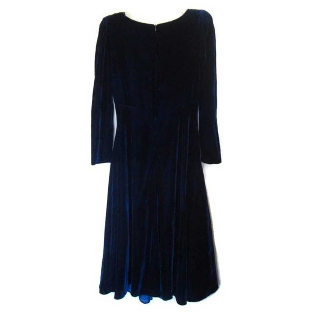 vintage blue velvet dress size medium maxi bow - image 5