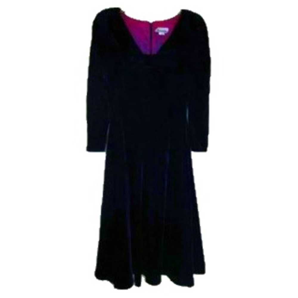 vintage blue velvet dress size medium maxi bow - image 8