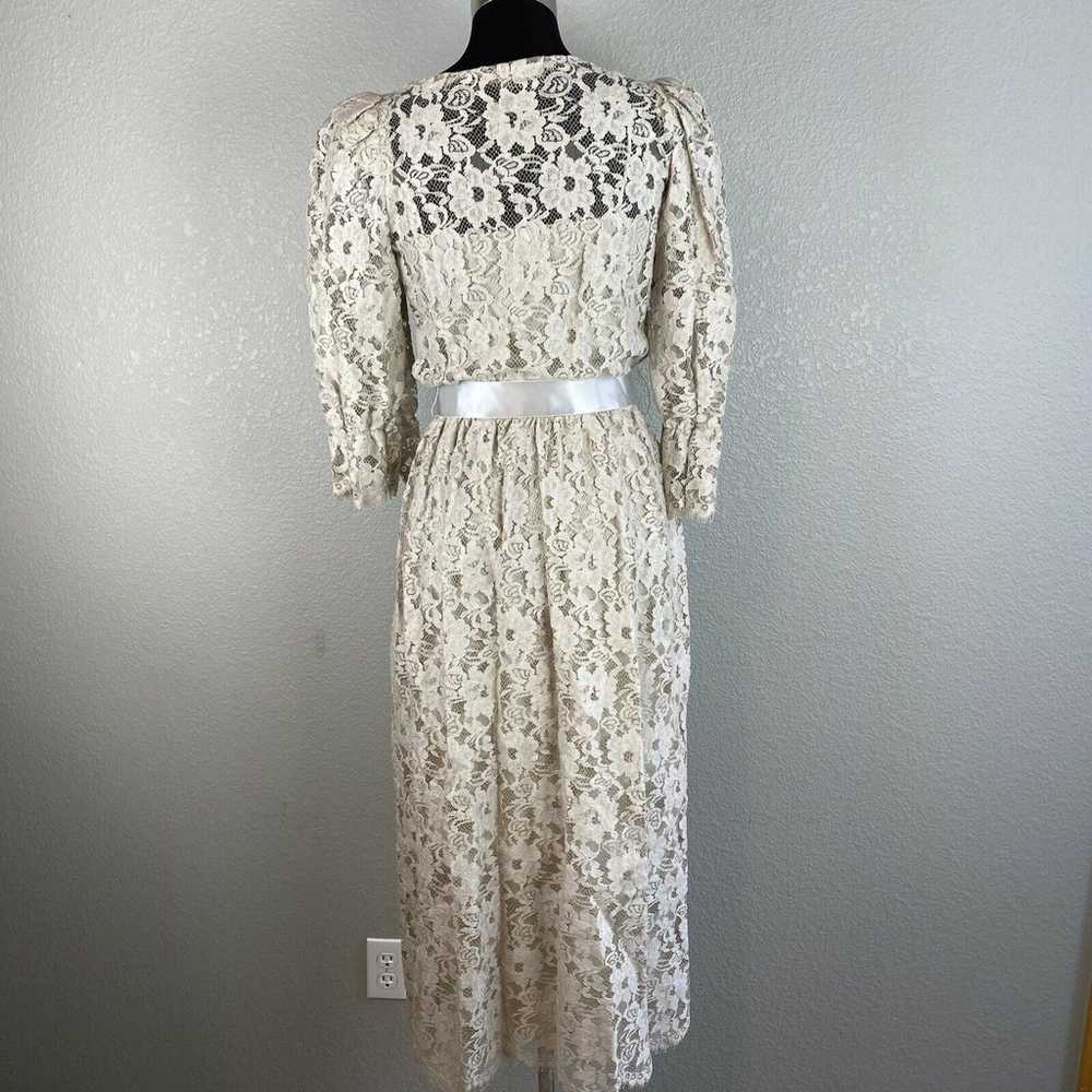 Vintage Cachet Bari Protas Puff Sleeve Dress 10 R… - image 6