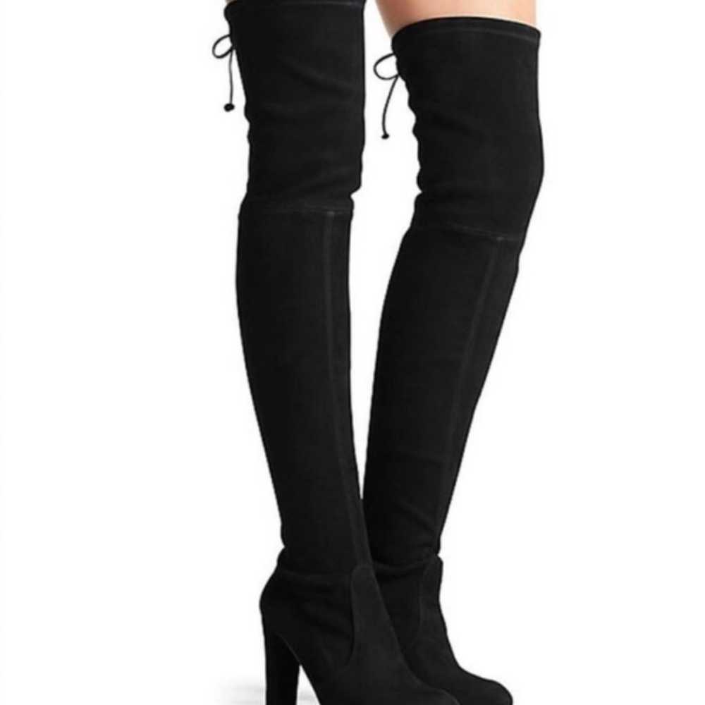 Stuart Weitzman Black Suede Highland Over The Kne… - image 2