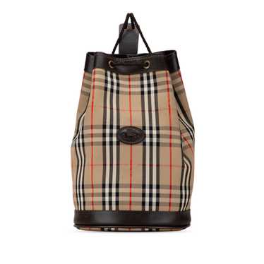 Brown Burberry Haymarket Check Drawstring Bucket B