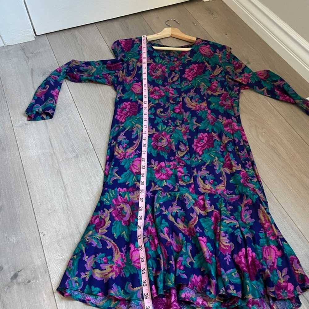 Vintage floral drop waist dress 80s - image 2