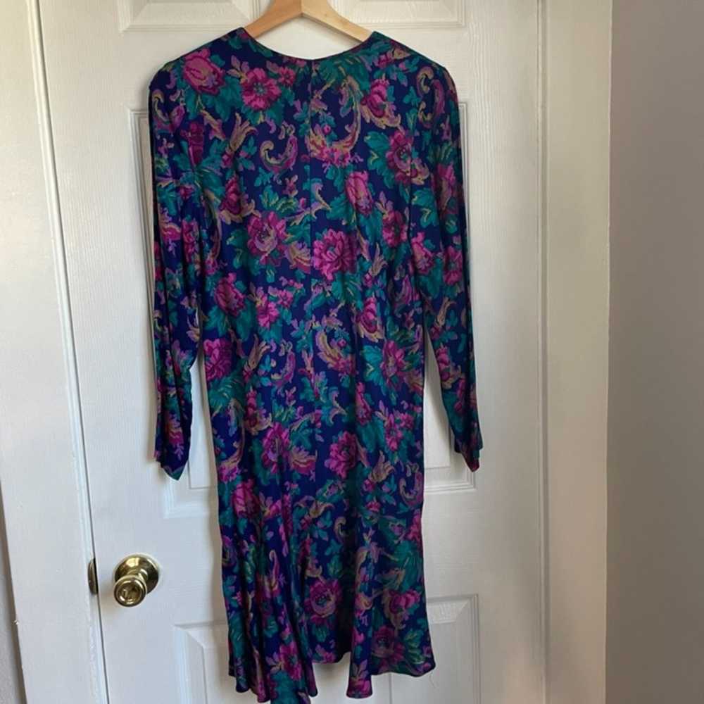 Vintage floral drop waist dress 80s - image 6