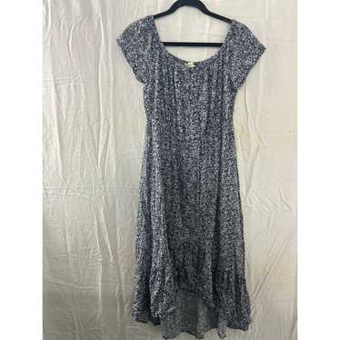 Indigo Rose Peasant Milkmaid Dress Boho Floral Gr… - image 1