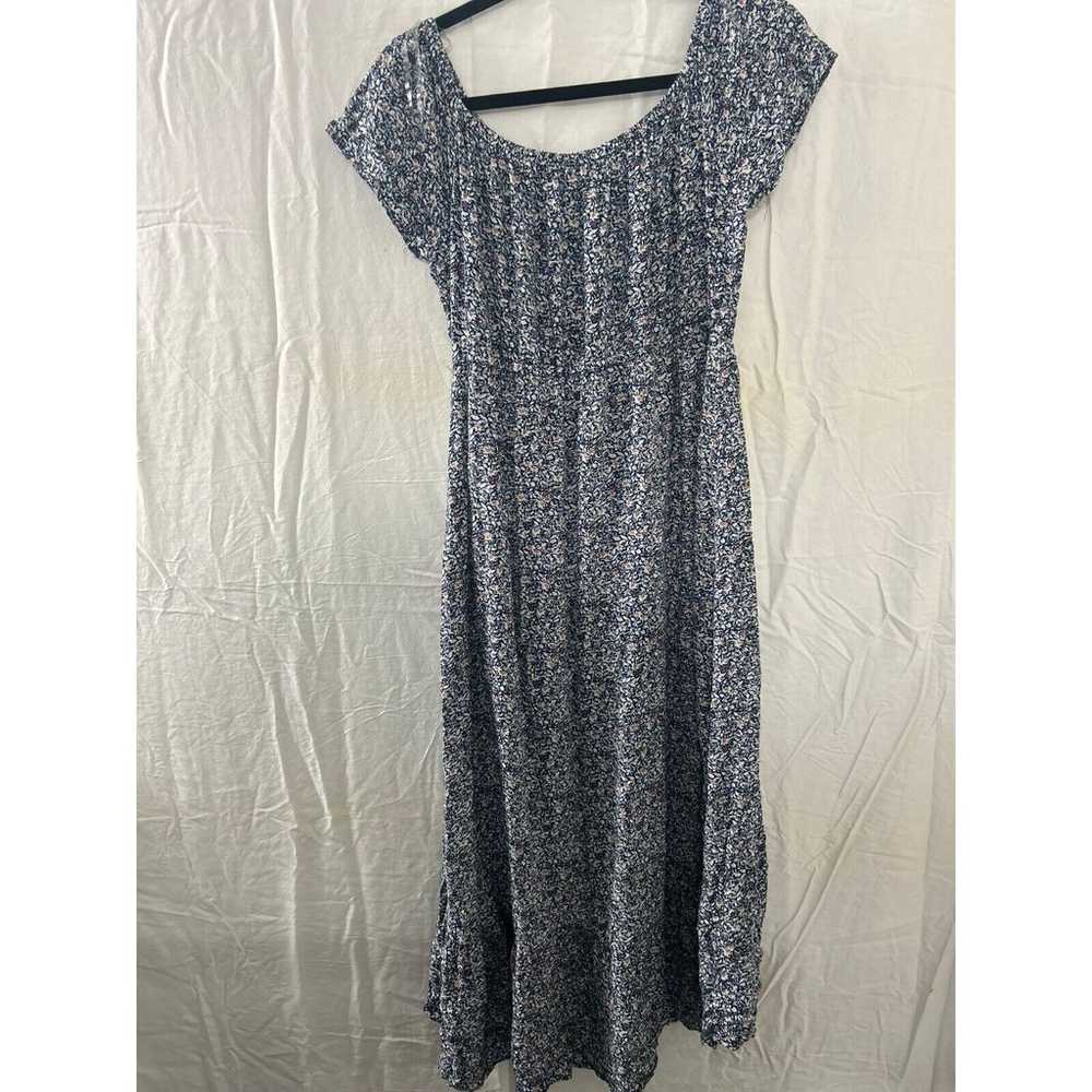 Indigo Rose Peasant Milkmaid Dress Boho Floral Gr… - image 8