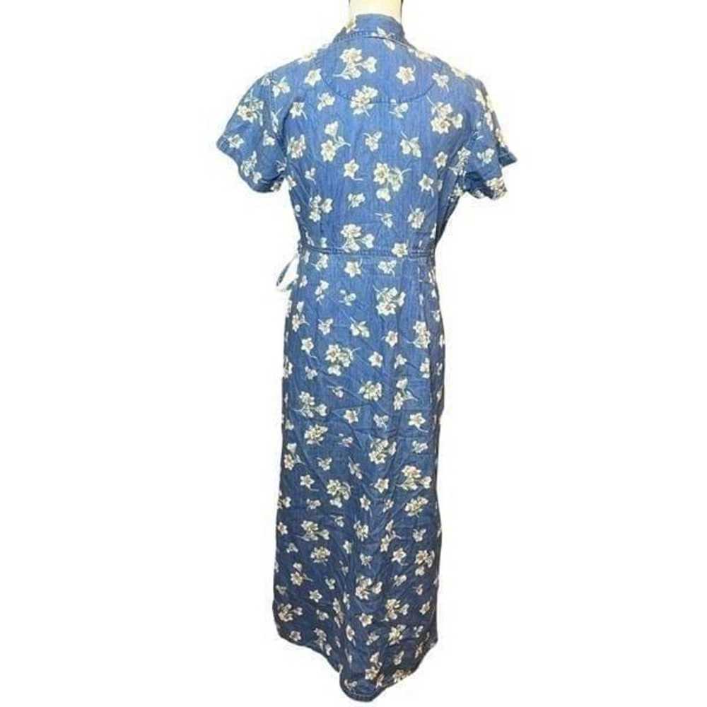 Vtg 90s Liz Claiborne Floral Denim Wrap Maxi Farm… - image 5