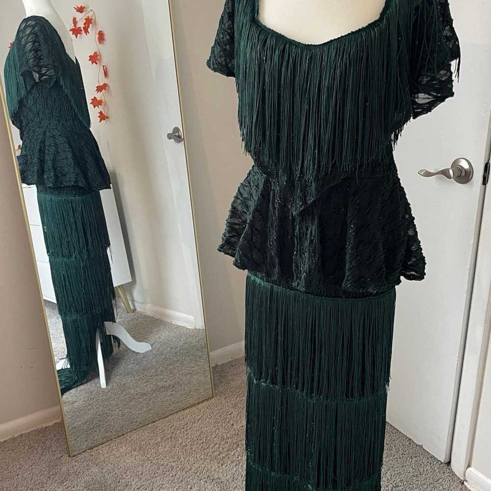 Beautiful Green Fringe Dress - image 1