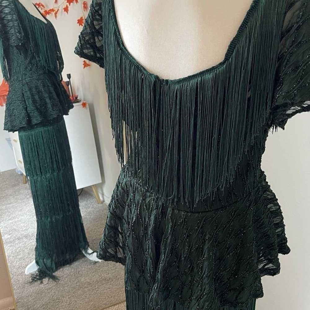 Beautiful Green Fringe Dress - image 4