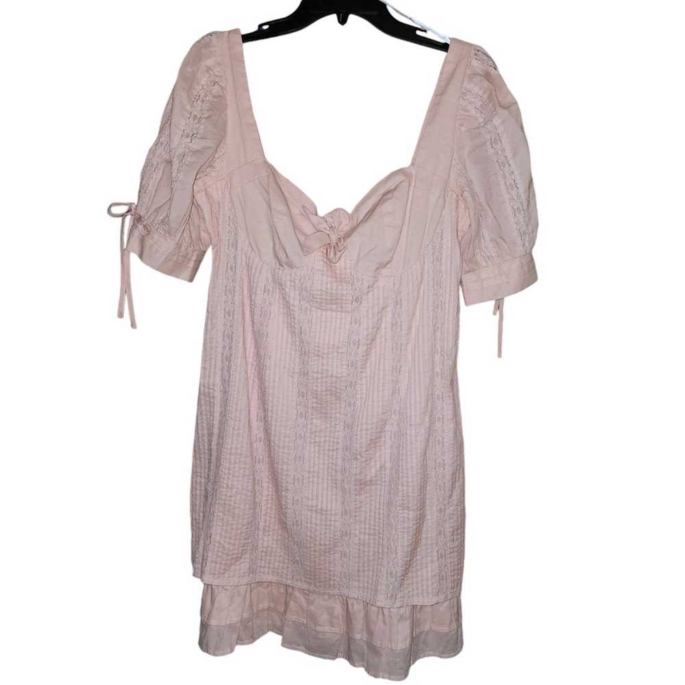 Lulus large Ryleigh blush pink tie-front pleated … - image 3