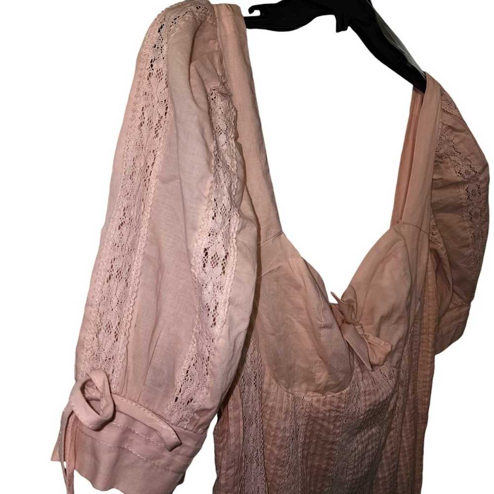 Lulus large Ryleigh blush pink tie-front pleated … - image 5