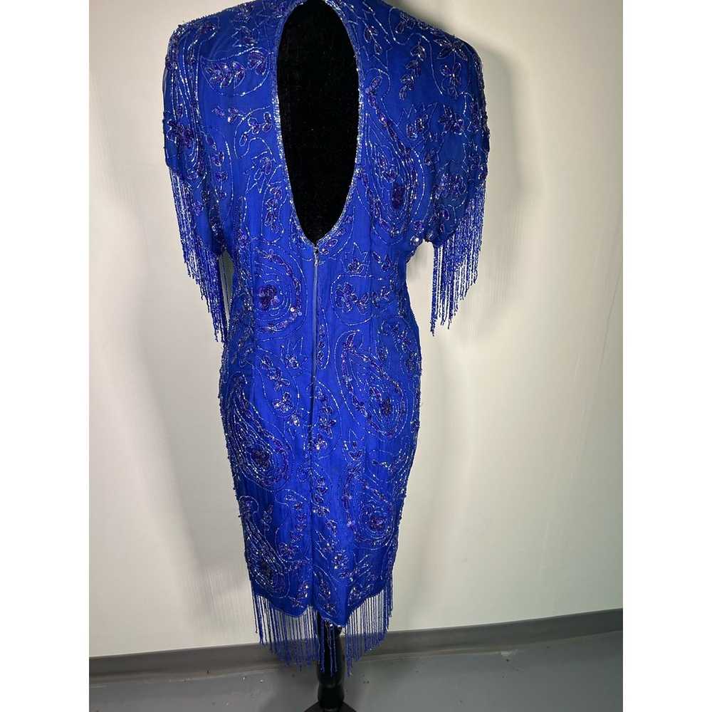 Vintage Laurence Kazar Womens Size L  Blue Beaded… - image 6