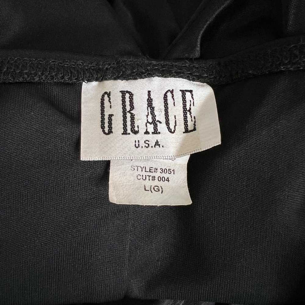 Vintage | Grace Black Satin 90s Ruched Draped Dro… - image 8