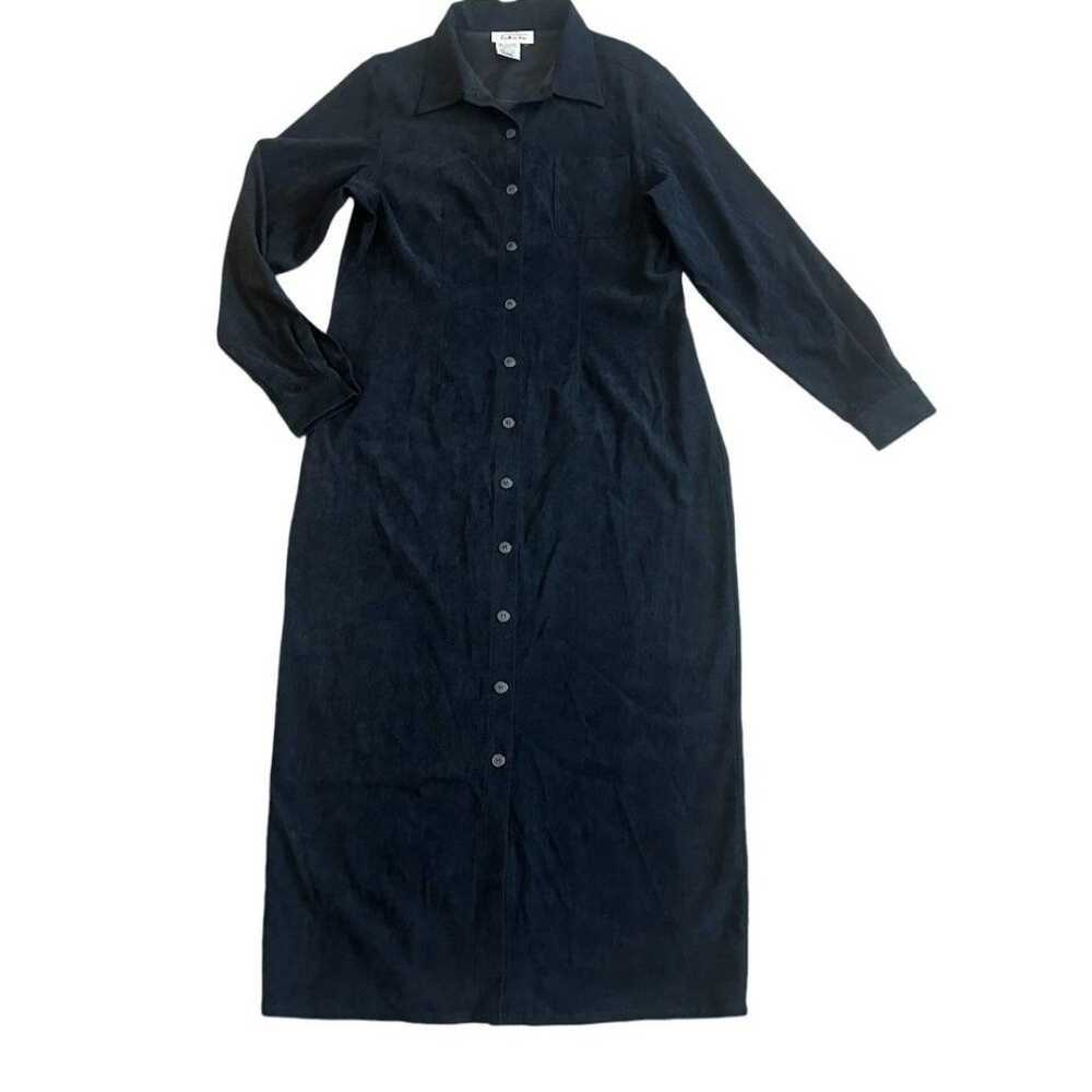 Talbots Retro Black Button-Down Shirt Dress Faux … - image 1