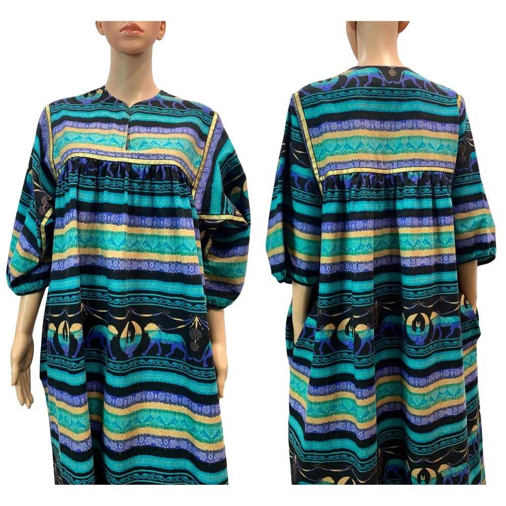 70s 80s Krist Gudnason Egypt Print MuuMuu Kaftan … - image 10